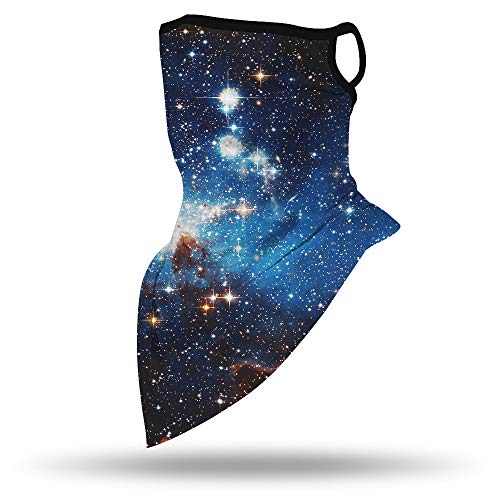 YAYOUREL Neck Gaiter Face Mask Bandanas for Men Women UV Face Scarf Cover Ear Loop Hole Facemask for Fishing Running Cycling - color: Blue Black White
