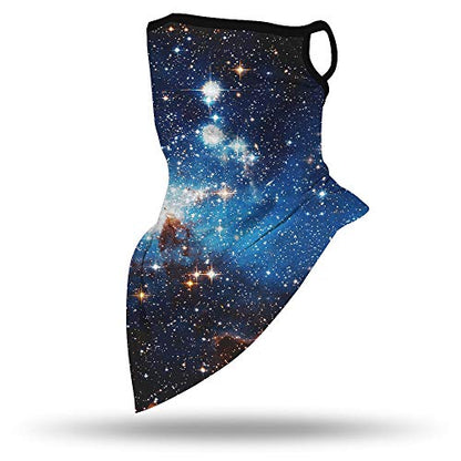 YAYOUREL Neck Gaiter Face Mask Bandanas for Men Women UV Face Scarf Cover Ear Loop Hole Facemask for Fishing Running Cycling - color: Blue Black White