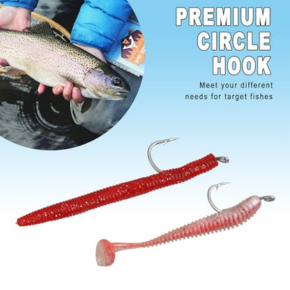 Octopus Beak Fishing Hooks, 100PCS Saltwater Offset Circle Hooks Stainless Steel Round Bend Fishing Jig Hooks for Freshwater Saltwater