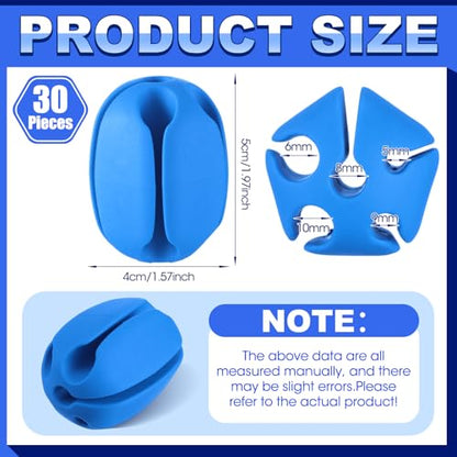 30 Pieces Silicone Fishing Rod Holder Straps Portable Fishing Rod Fixed Ball Rubber 5 Hole Lightweight Tackle Ball for Fish Enthusiasts Portable Fixed Straps Rubber - color: Blue