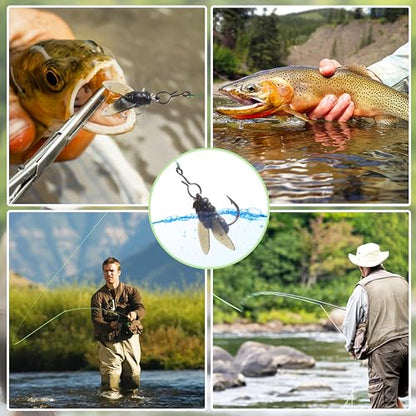 Bionic Fly Fishing Baits, Fly Fishing Flies Kit Trout Jigs Swimbaits Dry Flies Bionic Fishing Lures Fly Fishing Hook for Bass Panfish Trout - style: Black-36pcs