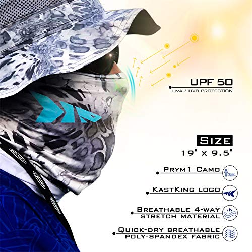 KastKing Sol Armis Neck Gaiter - UPF 50 Face Mask - UV Sun Protection Mask for Men & Women, Fishing, Hiking - color: A: Silver Mist (Size: 19"x9.5"), size: One Size
