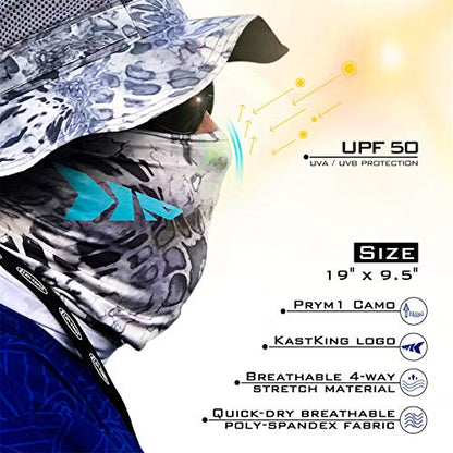 KastKing Sol Armis Neck Gaiter - UPF 50 Face Mask - UV Sun Protection Mask for Men & Women, Fishing, Hiking - color: A: Silver Mist (Size: 19"x9.5")