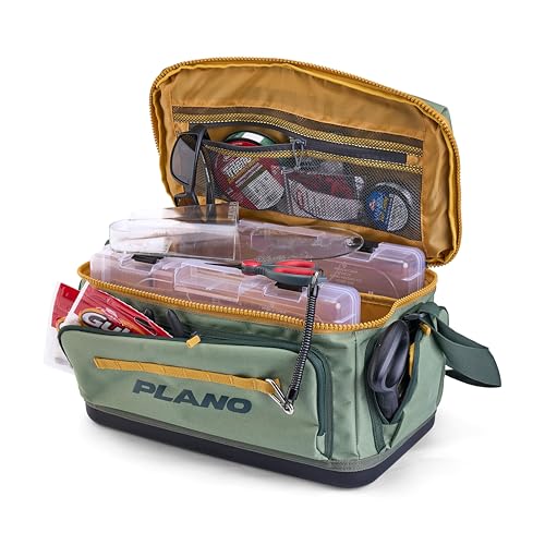 Plano Weekend 3700 Tackle Bag, Cutting-Edge Fishing Tackle Bag, Molded Waterproof Base, Spacious Storage, Die Cut Tool Sleeves, Daisy Chain Attachment Points - color: Moss, style: 3700 Tackle Case
