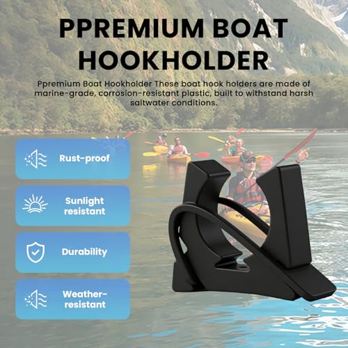 6 Pcs Boat Hook Holder, Black Rubber Quick Release Oar & Pole Holders, Fits 3/4" to 2" Diameter, Marine Spring Clips Replacement for SOF-LOC, for Gaff, Paddle, Anchor, Push Pole, Boat Net