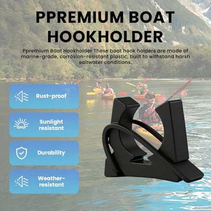 6 Pcs Boat Hook Holder, Black Rubber Quick Release Oar & Pole Holders, Fits 3/4" to 2" Diameter, Marine Spring Clips Replacement for SOF-LOC, for Gaff, Paddle, Anchor, Push Pole, Boat Net