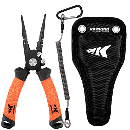 KastKing Speed Demon Pro Fishing Pliers, 420 Stainless Steel, Fishing Tools, Saltwater Resistant Fishing Gear, Tungsten Carbide Cutters, Corrosion Resistant Coating, SuperPolymer Grip Handles - color: A: 7.5'' Split Ring Nose