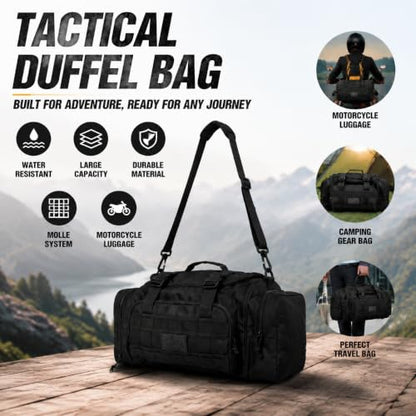 APRILBAY Duffel Bag – Heavy Duty Tactical Gym Bag for Men, Splashwater-Proof Weekender Travel Bag for Basketball, Football, Soccer, Hiking, and Hunting (Black) - color: Black