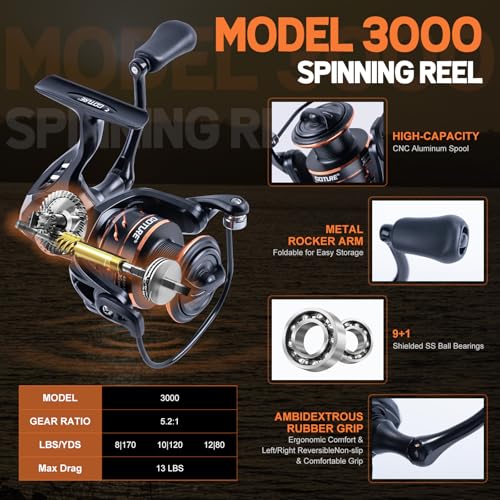 Goture Fishing Rod & Reel Combo-4/6 Piece Fishing Rod Set,Travel Fish Rod | Ultralight Spinning Rod Set w/Fishing Reel, Fishing Tackle Bag, Braided Line, Lures & Hooks Kit - color: Xceed 6 Pieces Rod w/ Hard Fishing Case, size: 7FT