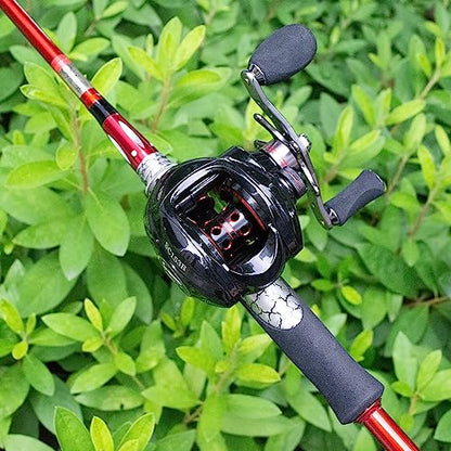 Fishdrops Baitcaster Reel Ultra-Light Baitcasting Fishing Reel, 7.0:1 Gear Ratio, 12.12LB Drag Magnetic Brake, Smooth 11+1BB, Freshwater & Saltwater and Affordable Low Profile Bait Caster Reel - color: Right Handle-Red Color