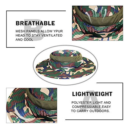 YR.Lover Outdoor UV Sun Protection Wide Brim Fishing Cap with Removable Flap - color: Camouflage