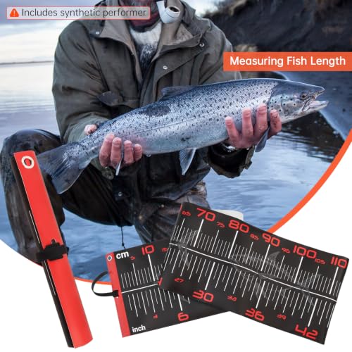 Conskyee 43.31in Folding PVC Fish Ruler – Waterproof & Portable Fishing Measurement Tool for Saltwater & Freshwater