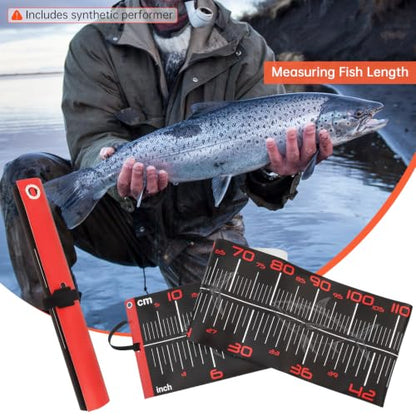 Conskyee 43.31in Folding PVC Fish Ruler – Waterproof & Portable Fishing Measurement Tool for Saltwater & Freshwater