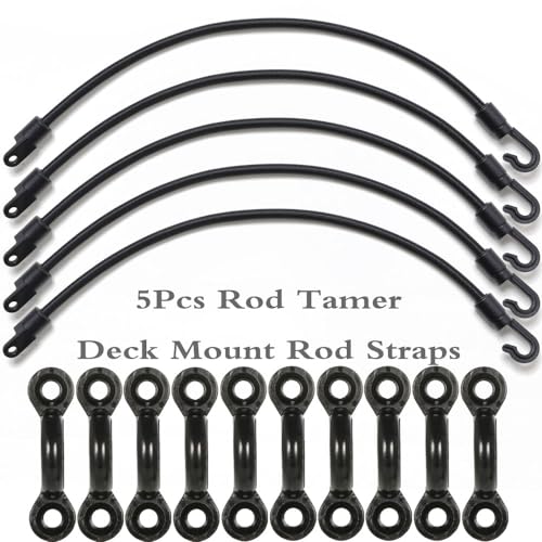 5Pcs Rod Tamer Strap Holder Deck Mount Connector Mount Rod Strap Rod Hold Down Strap for Boat Kayak Fishing - size: 18 Inch
