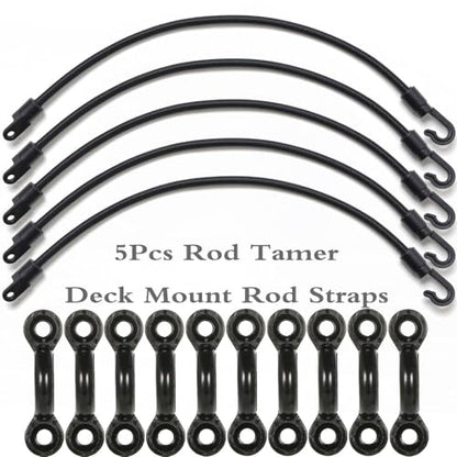 5Pcs Rod Tamer Strap Holder Deck Mount Connector Mount Rod Strap Rod Hold Down Strap for Boat Kayak Fishing - size: 18 Inch