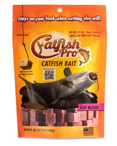 Catfish Pro Catfish Bait - 10oz Bag with 80pcs | Irresistible Scent for Catfish | Mess-Free, Stays On Your Hook When Nothing Else Will | Great for Rod, Reel, Trotline, Jugs & Yoyos Fishing - color: Beef Blood