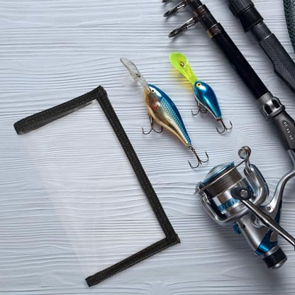 PATIKIL Fishing Lure Wrap Durable PVC Lure Covers Fishing Hook Cover Bait Storage Easily See Lures Keep Fishing Safe - color: Black, size: 3.9" x 7.1"