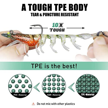 TRUSCEND Duramax Pre-Rigged Saltwater Fishing Lures with BKK Jig Hooks, Easy Catch 10X Tear-Resistant TPE Soft Swimbait for Redfish Grouper Striper Bass Trout Crappie Walleye, Weedless Freshwater Bait - color: A3-4.3"-0.75oz