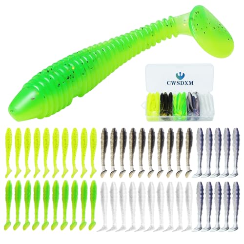 Soft Fishing Lures, 6.5cm/8cm Paddle Tail Swimbaits Soft Plastic Lures Kit for Bass Trout Walleye Crappie 30pcs/40pcs… - color: B-5.5cm/2.16in-50pcs