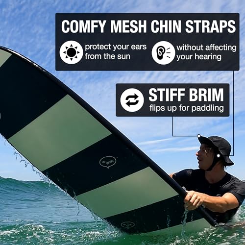 Surf Bucket Hat with Chin Straps - Stays On for Wipeouts and Duck Dives - Sun Protection Without Messy Sunscreen - size: Small