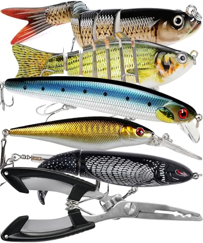 6PCS Fishing Lures for Freshwater or Saltwater,Topwater Fishing Lures, Multi Jointed Swimbaits, Amazing Fishing Gear Gifts for Family Fishing, Lifelike Slow Sinking Swimming
