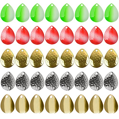 Colorado Spinner Blades Fishing Lures Kit 40pcs DIY Lure Making Set for Spinner baits Spoons Walleye Rig Trout Salmon Bass Fishing - style: A-40pcs