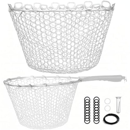 Riverruns Rubber Net Replacement with Repair Kit Fly Fishing Net Replacement Knotless Netting Bag for Rubber Fishing Net, Catch & Release - color: Transparent, size: 15.7" Dia x 13.8" Depth (47.2" Circumference)