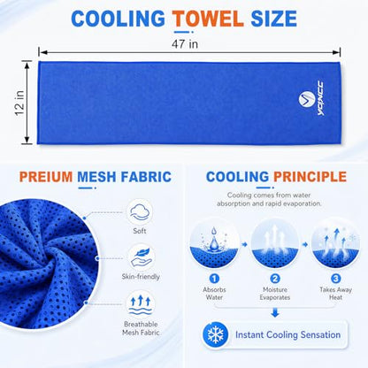 YQXCC 2 Pack Cooling Towels (47"x12"), Ice Cool Neck Towel, Soft Breathable Microfiber for Yoga, Golf, Gym, Running, Camping & Hot Weather - color: Dark Blue/Orange