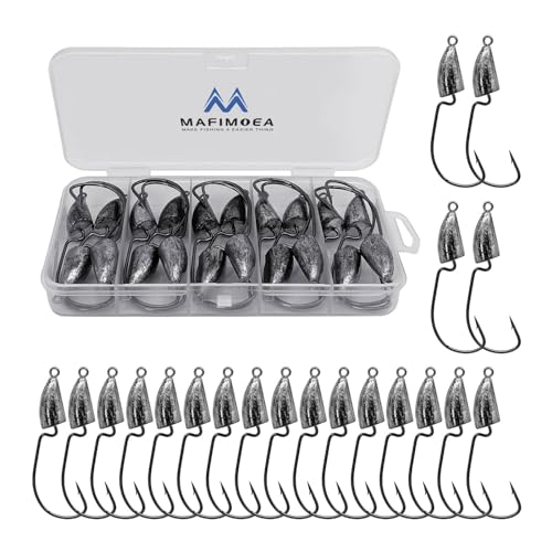 MAFIMOEA Bullet Jig Heads Weighted Texas Rig Hooks Swimbait Hooks Bass Crappie Walleye Trout Fishing Weedless Swimbait Jig Heads Saltwater Freshwater - size: 14g-20pcs