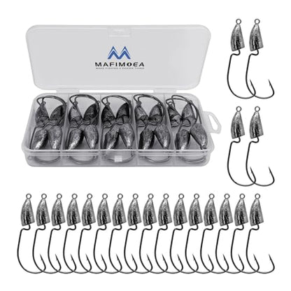 MAFIMOEA Bullet Jig Heads Weighted Texas Rig Hooks Swimbait Hooks Bass Crappie Walleye Trout Fishing Weedless Swimbait Jig Heads Saltwater Freshwater - size: 14g-20pcs