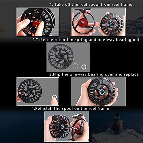 Maxcatch Tino Fly Fishing Reel, Large Arbor All Aluminum with CNC Cutting Trout Fly Reels, 3/4 5/6 7/8wt - color: Reel with Line Pre-loaded (Purple), size: 7/8wt