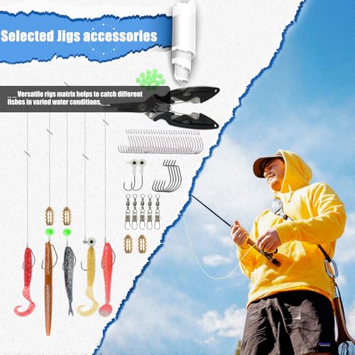 EXAURAFELIS Fishing Lures Tackle Kit, Mixed Hard & Soft Baits Metal Spoons Fishing Accessories for Bass Trout Pike Freshwater Saltwater Fishing - color: 142pcs