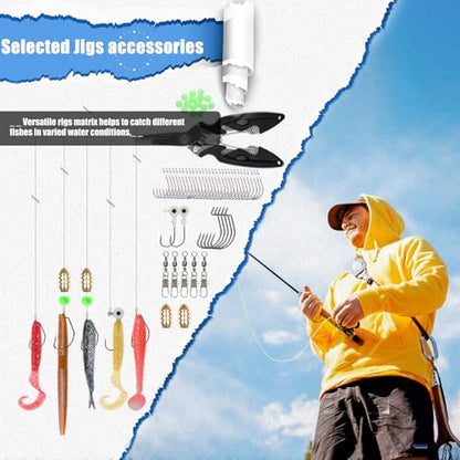 EXAURAFELIS Fishing Lures Tackle Kit, Mixed Hard & Soft Baits Metal Spoons Fishing Accessories for Bass Trout Pike Freshwater Saltwater Fishing - color: 142pcs