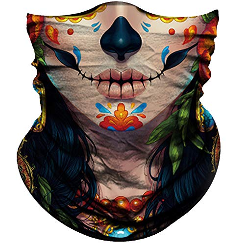 Obacle Skull Face Mask for Women Dust Wind Sun Protection Rave Festival Riding - color: Human Face Black Nose Tear Lips