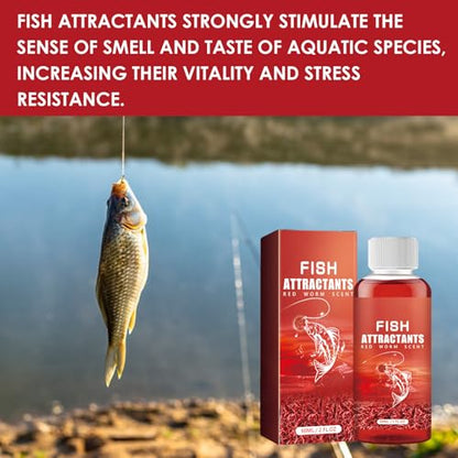 Red Worm Liquid, Red40 Ink Fishing Liquid, Red Worms Fish Attractant, Fishing Scent Attractant for Trout, Cod, Carp, and Sea Bass