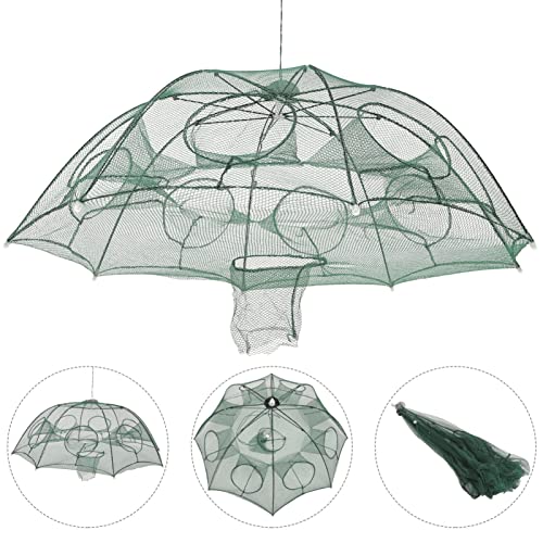 Fishing Net Portable and Foldable Umbrella Fishing Bait Net - Easy to Use Fishing Tool for Crayfish,Shrimp,Crab, Catfish - color: 8 Holes