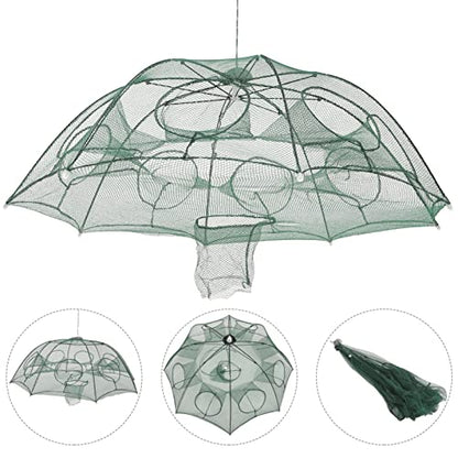 Fishing Net Portable and Foldable Umbrella Fishing Bait Net - Easy to Use Fishing Tool for Crayfish,Shrimp,Crab, Catfish - color: 8 Holes