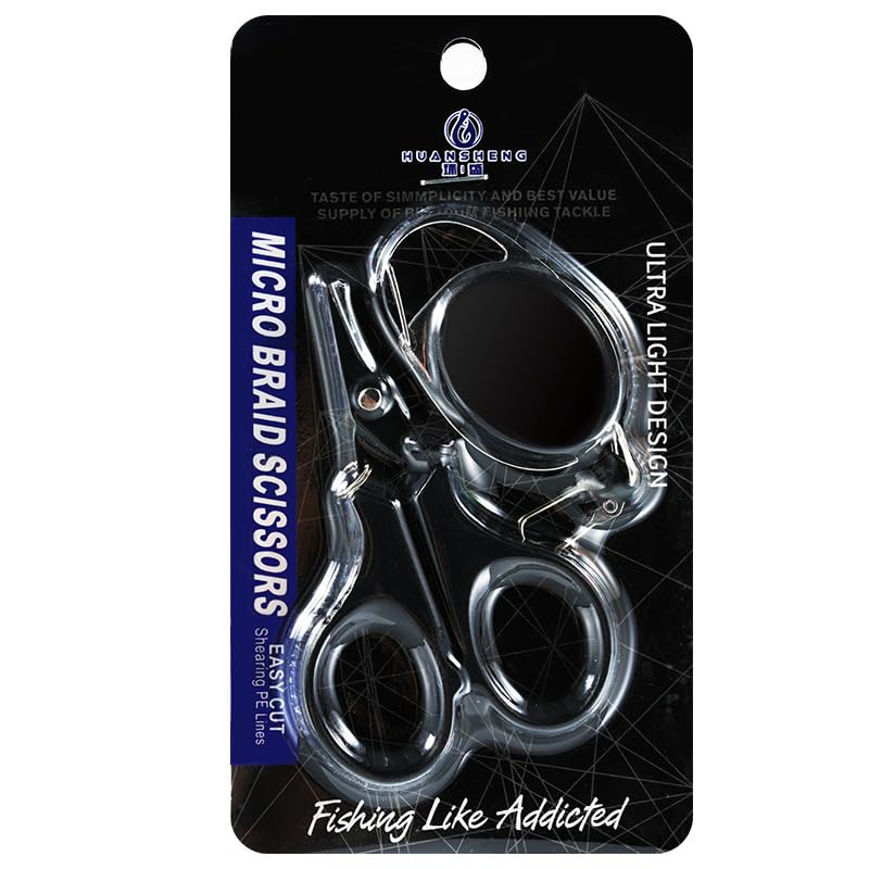 Special Fishing Scissors for Cutting PE Braided Line, Nylon & Fluorocarbon Lines - With Retractable Buckle, Stainless Steel (Black) - color: Black