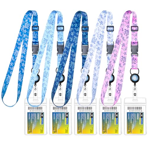MNGARISTA Cruise Lanyard for Ship Cards,Adjustable Lanyard with Id Holder,Detachable Lanyards for Cruises Ship Cards with Waterproof Id Badge Holders,Cruise Essentials,5 Pack Sea Turtle - color: 5 Pack Sea Turtle