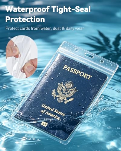 Uniclife 3 Pack Passport Holders with Lanyards for Travel Events | clear PVC passport holders with lanyards are waterproof and extra large for travel, cruises, events and IDs.