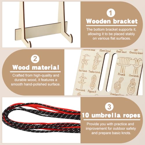 CALIDAKA Learn Knot Training Board, 16 Knotting Methods for Beginners, Portable Knot Tying Book for Fishing, Backpacking, Hiking, Outdoor Survival, Camping