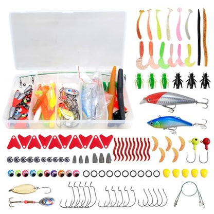 Fishing Lure Kit for Freshwater Saltwater Bass Trout Salmon – 99pcs Tackle Box with Spoons, Soft Plastics, Spinnerbaits, Crankbaits, Hooks and Fishing - color: 99pcs