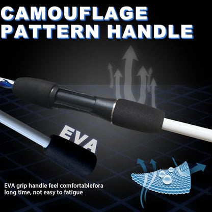 6'6" Fiberglass Casting Rod, 2-Piece Skull Design, Durable & Sensitive with Split-Grip Handle, Perfect for Bass, Pike, Catfish Fishing in Freshwater & Saltwater - color: HLQB-6'0", size: 6'0"