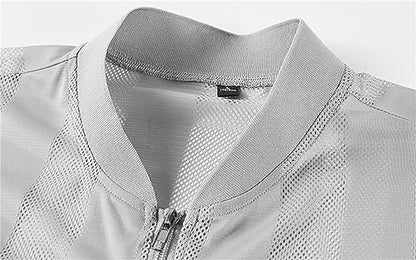 WSLCN Men's Summer Vest Casual Lightweight Breathable Mesh Cycling Travel Zip Vest - color: Grey, size: Small