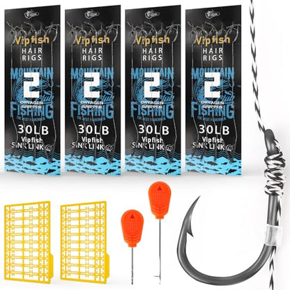 24 Pack Pre-Tied Carp Rigs with Sharp Hooks, Swivel & PE Line – Hook The Big One with Boilies, Pellets & Corn – The Ultimate Carp Fishing Equipment - color: #2-24PACK