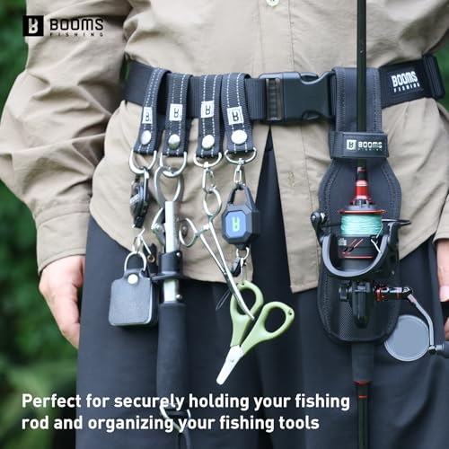 Booms Fishing FB2 Fishing Wade Belt, Adjustable Nylon Wading Belt 45" Max Length, Wade Belts for Casting Surf Kayak Accessory - style: Wade Belt With Rod Holder
