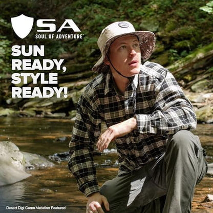 Soul of Adventure Bucket Hat | UV 50+ for Adults | Sun Protection with Adjustable Fit, Moisture-Wicking Fabric - color: American Flag Navy