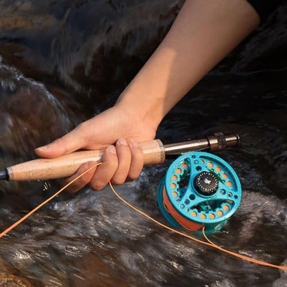 Sougayilang 5/6 Weight 9ft Fly Rod, 4-Piece Graphite Rod, Die Cast Aluminum Reel, Carrying Case, Fly Box & Fishing Flies Combo Starter Kit - color: Fly Fishing Combo #8-Turquoisee