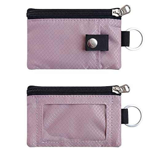 CHENSPRX Minimalist RFID Blocking Small Wallet with ID Window,WaterResistant Zip Id Case Wallet with Lanyard Keychain for Cards,Cash,Travel,Women,Men - color: LightPurple