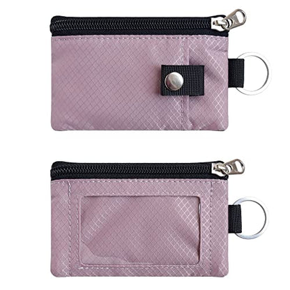 CHENSPRX Minimalist RFID Blocking Small Wallet with ID Window,WaterResistant Zip Id Case Wallet with Lanyard Keychain for Cards,Cash,Travel,Women,Men - color: LightPurple